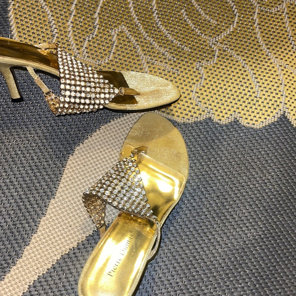 GOLD SPARKLY HEEL SLIDES/PIERRE DUMAS